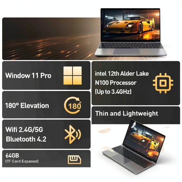 FEONAL 15.6 Inch Laptop 12GB RAM 512GB SSD Celeron N100-1
