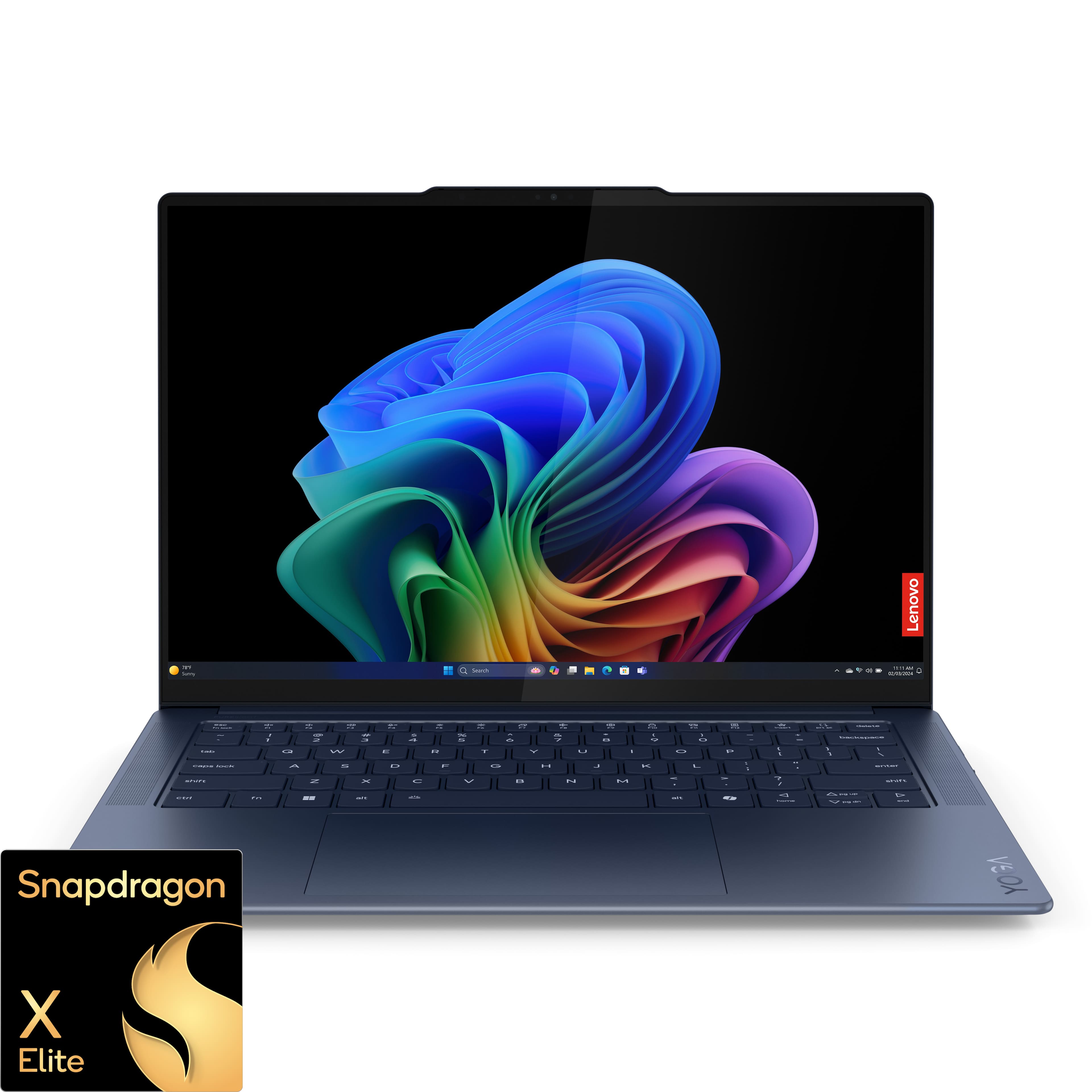 Installing Lenovo Yoga Slim 7x Copilot PC 14.5 OLED Laptop Snapdragon X on a wooden desk