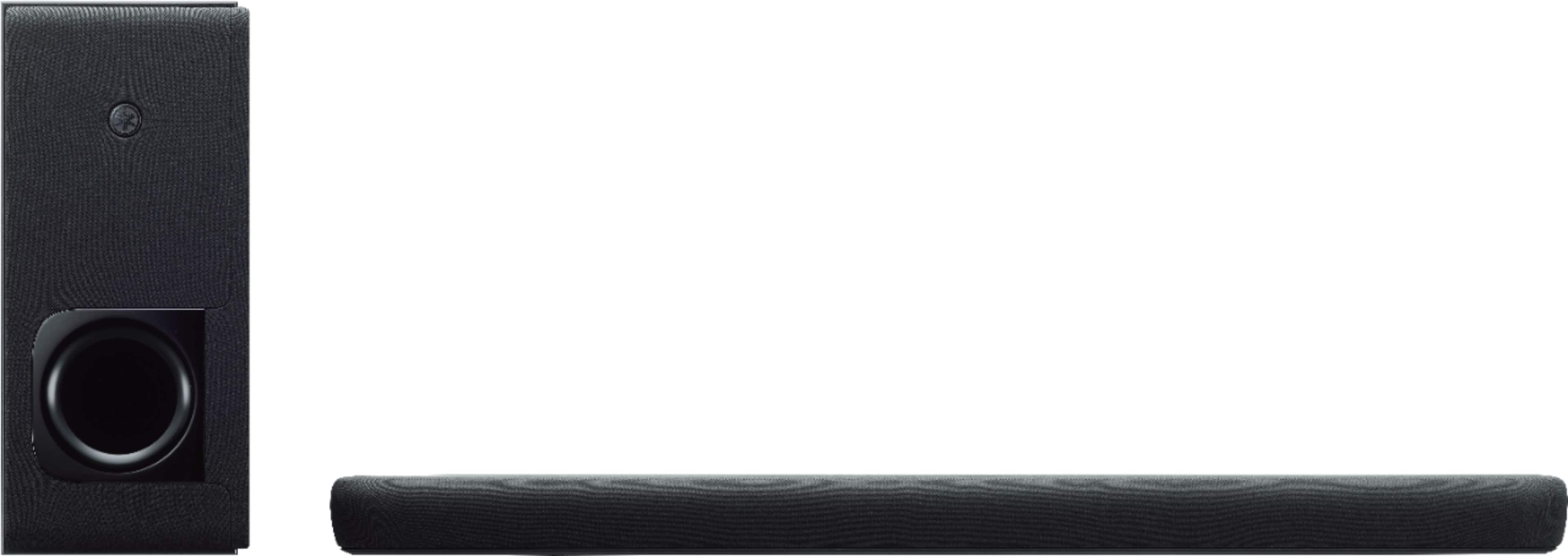Yamaha 2.1 Soundbar with wireless subwoofer in a living room setup
