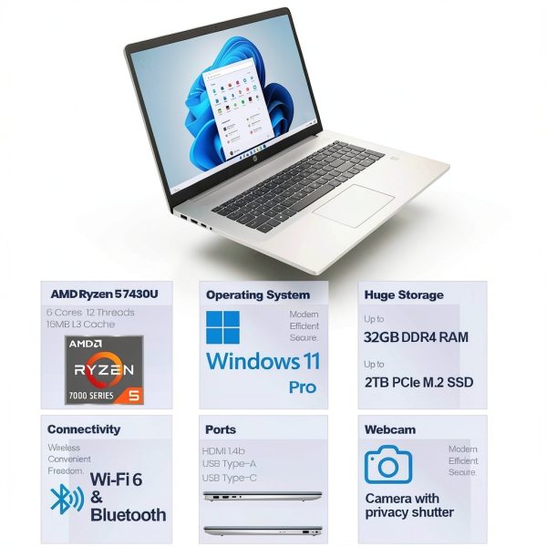 HP 17.3 Touch Laptop AMD Ryzen 5 32GB RAM 2TB SSD-1