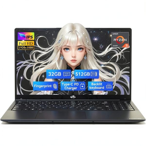 NIMO Gaming Laptop AMD Ryzen 5 32GB DDR5 RAM 512GB SSD-0